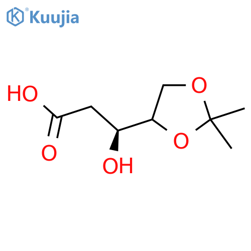 (3S)-3-(2,2-dimethyl-1,3-dioxolan-4-yl)-3-hydroxypropanoic acid structure