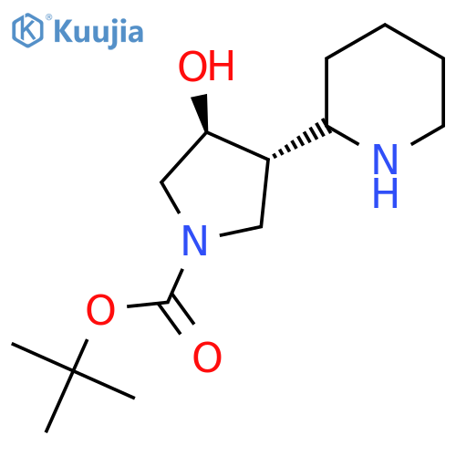 rac-tert-butyl (3R,4R)-3-hydroxy-4-(piperidin-2-yl)pyrrolidine-1-carboxylate structure