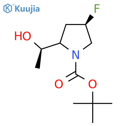 tert-butyl (4R)-4-fluoro-2-(1R)-1-hydroxyethylpyrrolidine-1-carboxylate structure