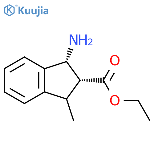 rac-ethyl (1R,2R)-1-amino-3-methyl-2,3-dihydro-1H-indene-2-carboxylate structure
