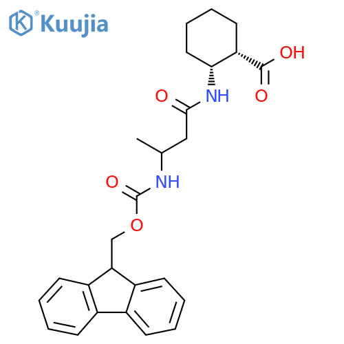 rac-(1R,2S)-2-3-({(9H-fluoren-9-yl)methoxycarbonyl}amino)butanamidocyclohexane-1-carboxylic acid structure