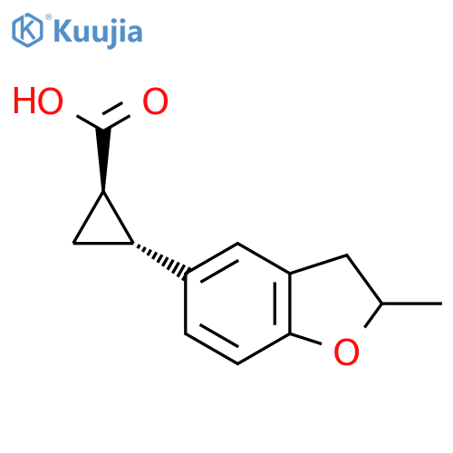 rac-(1R,2R)-2-(2-methyl-2,3-dihydro-1-benzofuran-5-yl)cyclopropane-1-carboxylic acid structure