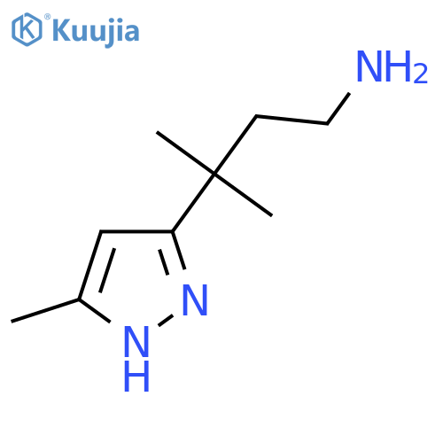 3-methyl-3-(5-methyl-1H-pyrazol-3-yl)butan-1-amine structure