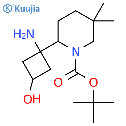 tert-butyl 2-(1-amino-3-hydroxycyclobutyl)-5,5-dimethylpiperidine-1-carboxylate structure