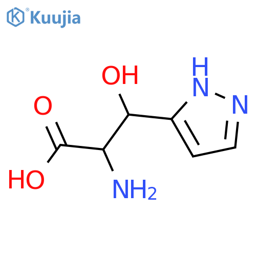 2-amino-3-hydroxy-3-(1H-pyrazol-3-yl)propanoic acid structure