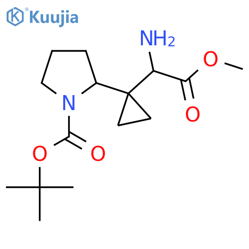 tert-butyl 2-1-(1-amino-2-methoxy-2-oxoethyl)cyclopropylpyrrolidine-1-carboxylate structure