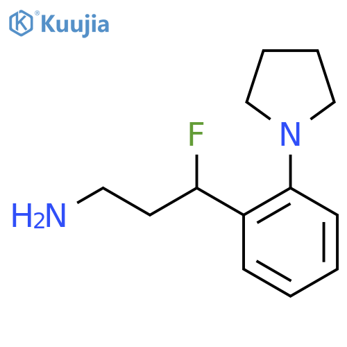 3-fluoro-3-2-(pyrrolidin-1-yl)phenylpropan-1-amine structure