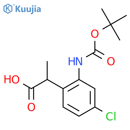 2-(2-{(tert-butoxy)carbonylamino}-4-chlorophenyl)propanoic acid structure