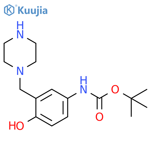 tert-butyl N-{4-hydroxy-3-(piperazin-1-yl)methylphenyl}carbamate structure