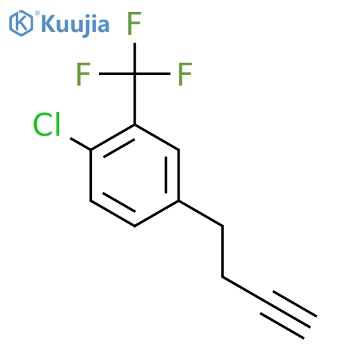 4-(but-3-yn-1-yl)-1-chloro-2-(trifluoromethyl)benzene structure