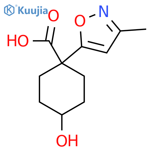 4-hydroxy-1-(3-methyl-1,2-oxazol-5-yl)cyclohexane-1-carboxylic acid structure