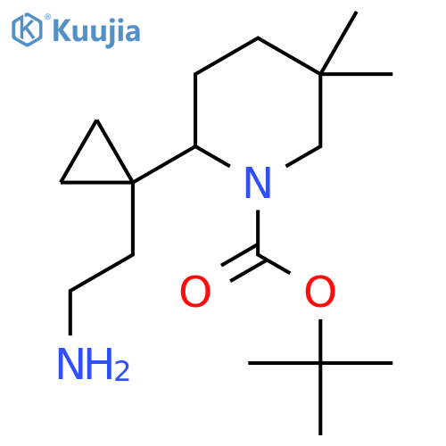 tert-butyl 2-1-(2-aminoethyl)cyclopropyl-5,5-dimethylpiperidine-1-carboxylate structure