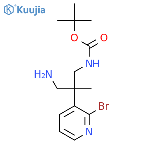 tert-butyl N-3-amino-2-(2-bromopyridin-3-yl)-2-methylpropylcarbamate structure
