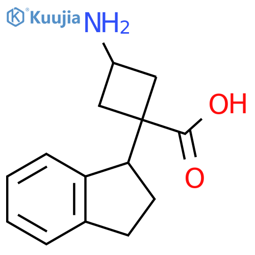3-amino-1-(2,3-dihydro-1H-inden-1-yl)cyclobutane-1-carboxylic acid structure