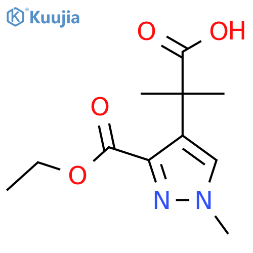 2-3-(ethoxycarbonyl)-1-methyl-1H-pyrazol-4-yl-2-methylpropanoic acid structure