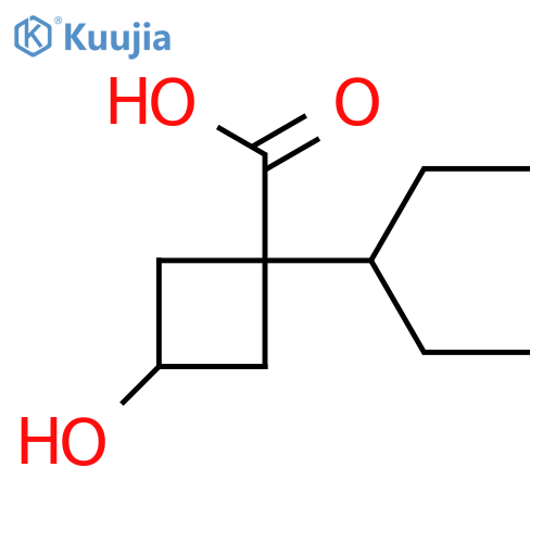 3-hydroxy-1-(pentan-3-yl)cyclobutane-1-carboxylic acid structure