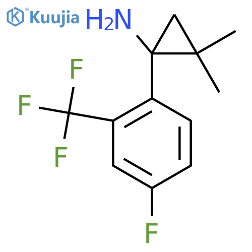 1-4-fluoro-2-(trifluoromethyl)phenyl-2,2-dimethylcyclopropan-1-amine structure