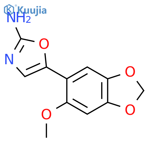 5-(6-methoxy-1,3-dioxaindan-5-yl)-1,3-oxazol-2-amine structure