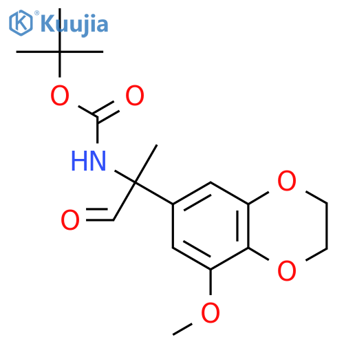 tert-butyl N-2-(8-methoxy-2,3-dihydro-1,4-benzodioxin-6-yl)-1-oxopropan-2-ylcarbamate structure