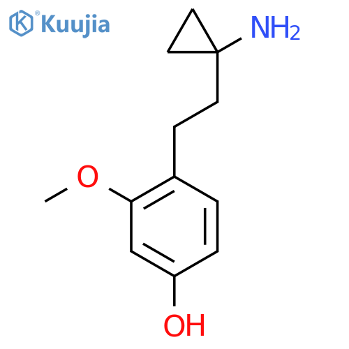 4-2-(1-aminocyclopropyl)ethyl-3-methoxyphenol structure