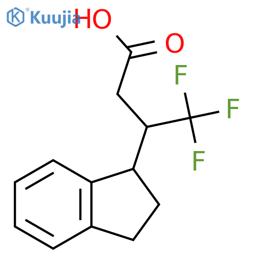 3-(2,3-dihydro-1H-inden-1-yl)-4,4,4-trifluorobutanoic acid structure