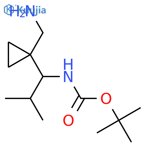 tert-butyl N-{1-1-(aminomethyl)cyclopropyl-2-methylpropyl}carbamate structure
