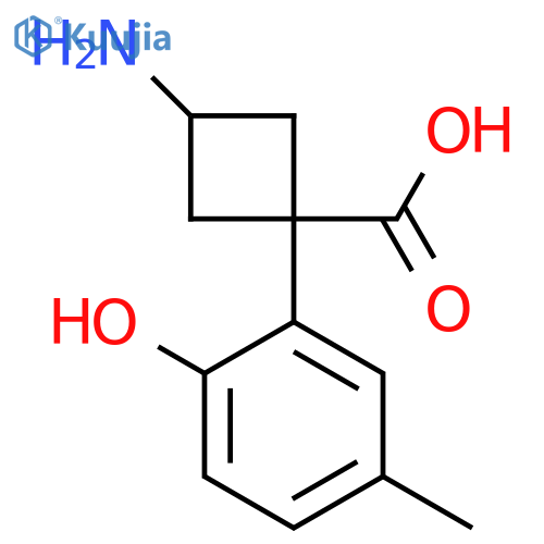 3-amino-1-(2-hydroxy-5-methylphenyl)cyclobutane-1-carboxylic acid structure