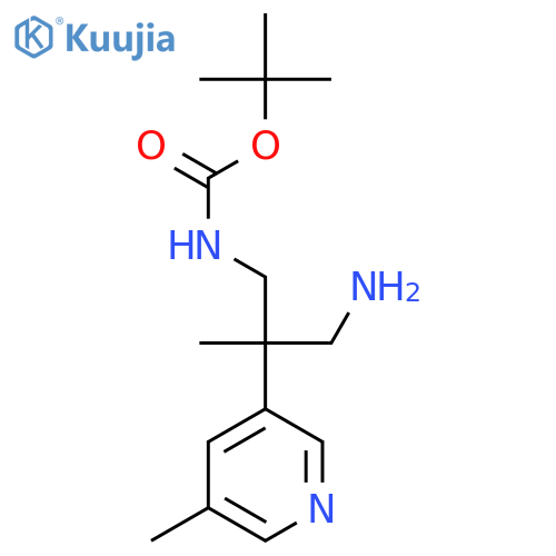 tert-butyl N-3-amino-2-methyl-2-(5-methylpyridin-3-yl)propylcarbamate structure