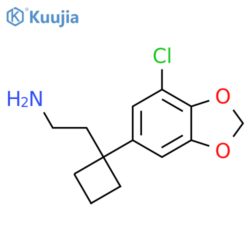 2-1-(7-chloro-1,3-dioxaindan-5-yl)cyclobutylethan-1-amine structure