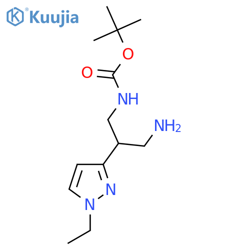 tert-butyl N-3-amino-2-(1-ethyl-1H-pyrazol-3-yl)propylcarbamate structure