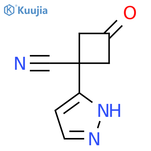 3-oxo-1-(1H-pyrazol-3-yl)cyclobutane-1-carbonitrile structure