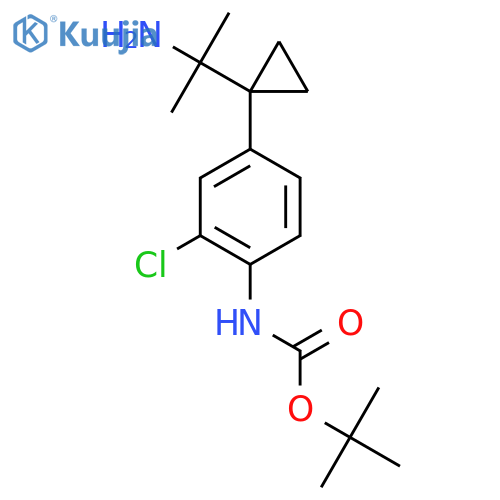 tert-butyl N-{4-1-(2-aminopropan-2-yl)cyclopropyl-2-chlorophenyl}carbamate structure