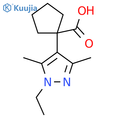 1-(1-ethyl-3,5-dimethyl-1H-pyrazol-4-yl)cyclopentane-1-carboxylic acid structure