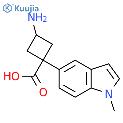 3-amino-1-(1-methyl-1H-indol-5-yl)cyclobutane-1-carboxylic acid structure