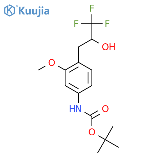 tert-butyl N-3-methoxy-4-(3,3,3-trifluoro-2-hydroxypropyl)phenylcarbamate structure