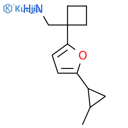 {1-5-(2-methylcyclopropyl)furan-2-ylcyclobutyl}methanamine structure