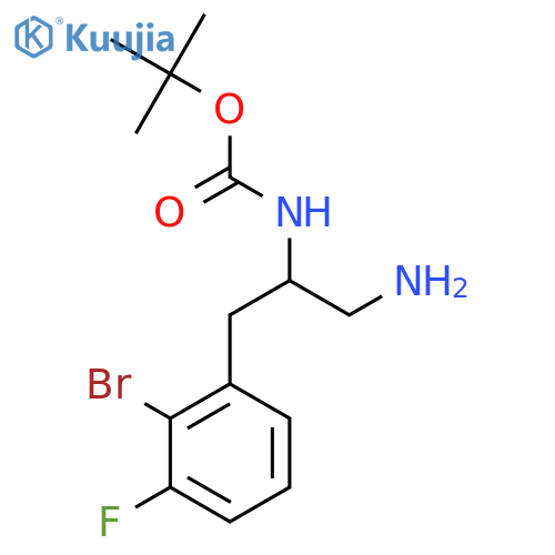 tert-butyl N-1-amino-3-(2-bromo-3-fluorophenyl)propan-2-ylcarbamate structure