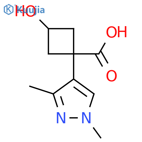 1-(1,3-dimethyl-1H-pyrazol-4-yl)-3-hydroxycyclobutane-1-carboxylic acid structure