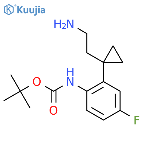 tert-butyl N-{2-1-(2-aminoethyl)cyclopropyl-4-fluorophenyl}carbamate structure