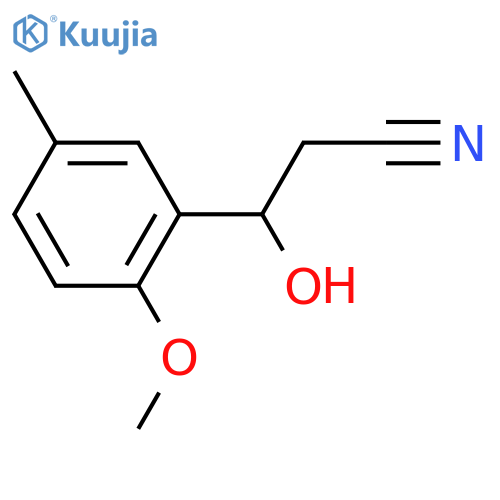 3-hydroxy-3-(2-methoxy-5-methylphenyl)propanenitrile structure