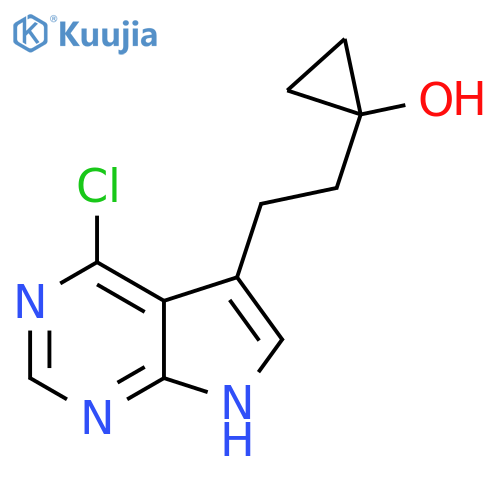 1-(2-{4-chloro-7H-pyrrolo2,3-dpyrimidin-5-yl}ethyl)cyclopropan-1-ol structure