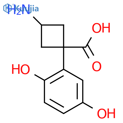 3-amino-1-(2,5-dihydroxyphenyl)cyclobutane-1-carboxylic acid structure