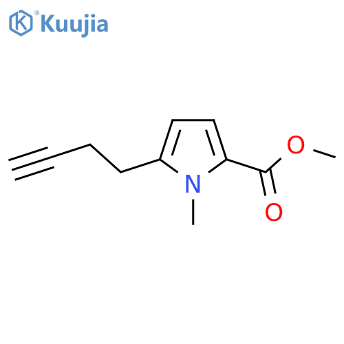 methyl 5-(but-3-yn-1-yl)-1-methyl-1H-pyrrole-2-carboxylate structure