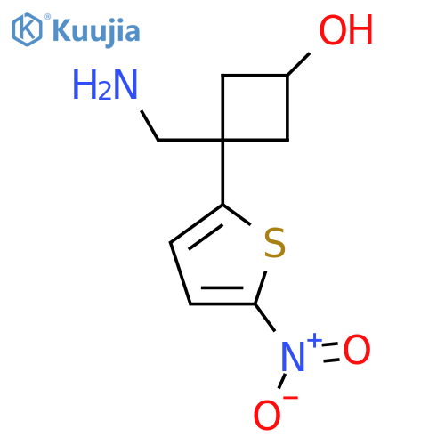 3-(aminomethyl)-3-(5-nitrothiophen-2-yl)cyclobutan-1-ol structure