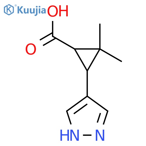 2,2-dimethyl-3-(1H-pyrazol-4-yl)cyclopropane-1-carboxylic acid structure