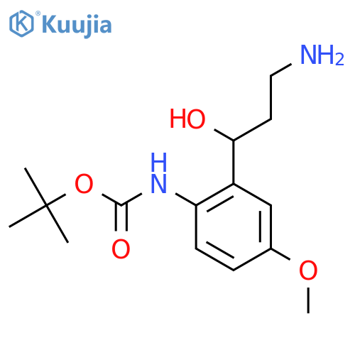 tert-butyl N-2-(3-amino-1-hydroxypropyl)-4-methoxyphenylcarbamate structure