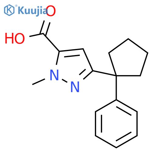 1-methyl-3-(1-phenylcyclopentyl)-1H-pyrazole-5-carboxylic acid structure