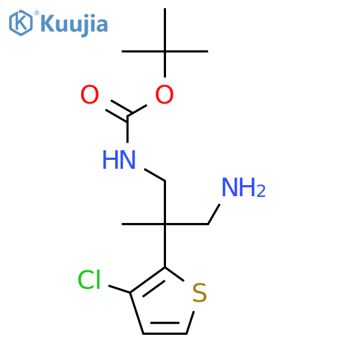 tert-butyl N-3-amino-2-(3-chlorothiophen-2-yl)-2-methylpropylcarbamate structure