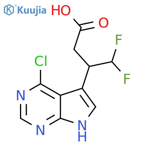 3-{4-chloro-7H-pyrrolo2,3-dpyrimidin-5-yl}-4,4-difluorobutanoic acid structure