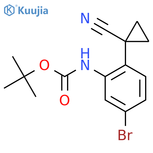 tert-butyl N-5-bromo-2-(1-cyanocyclopropyl)phenylcarbamate structure